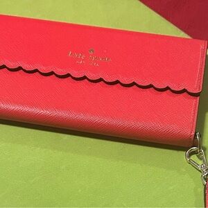 Kate Spade Vibrant Red Scalloped Phone Wallet- Excellent Condition